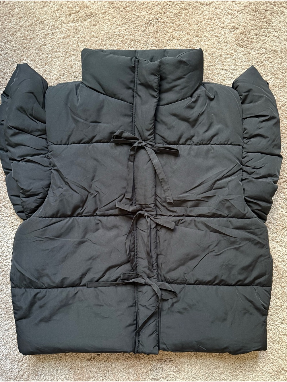 Blu Pepper Women’s Black Puffer Vest with Tie Closures